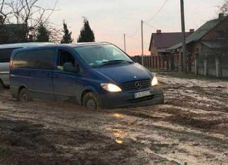 Як автомобілі грузнуть у болоті на трасі зі Львова в Польщу (ФОТО)